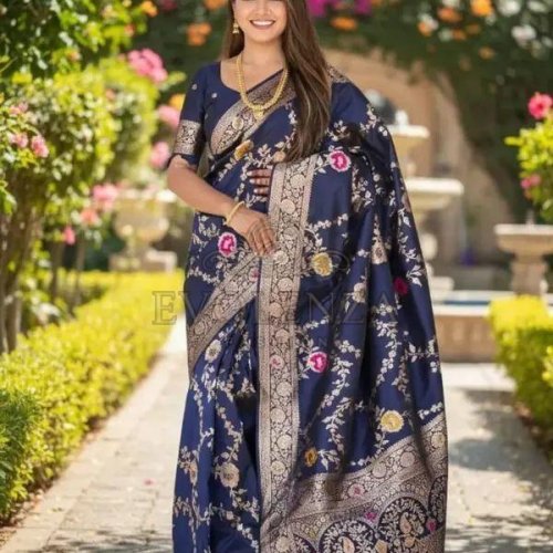 Blue Meeraang Royal Banarasi Silk Saree