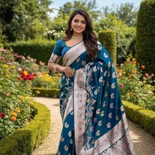 Blue Swarnika Meenakari Wedding Saree
