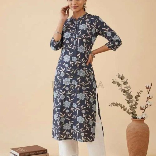 Casual Wear Printed Rayon Straight Kurti