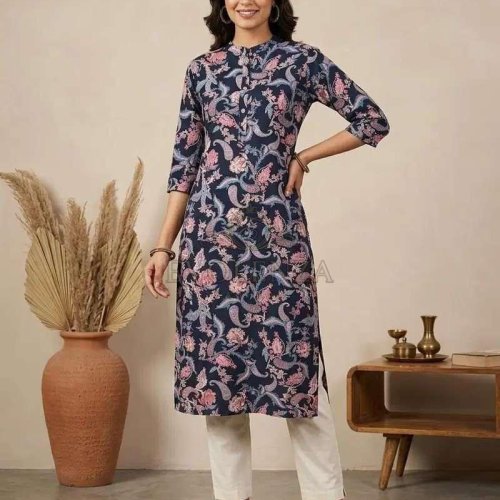 Ethnic Rayon Straight Fit Kurti