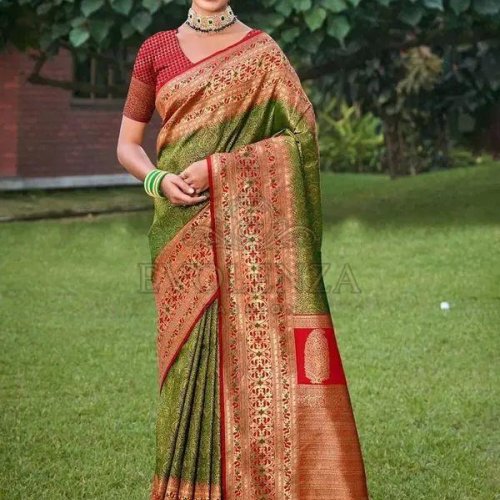 Green Rajsi Meenakari Saree
