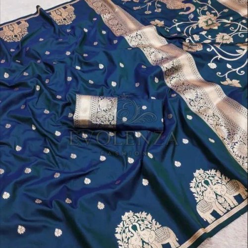 Navy Blue Gajraj Royale Banarasi Silk Saree