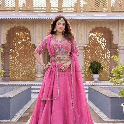 Pink Embroidered Bridal Lehenga Choli