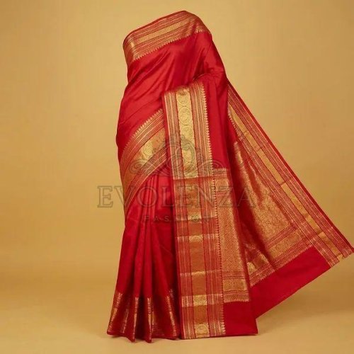 Red Banarasi Soft Silk Saree