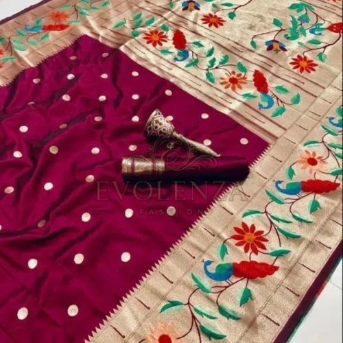 Red Maharani Meenakari Paithani Silk Saree Red Maharani Meenakari Paithani Silk Saree