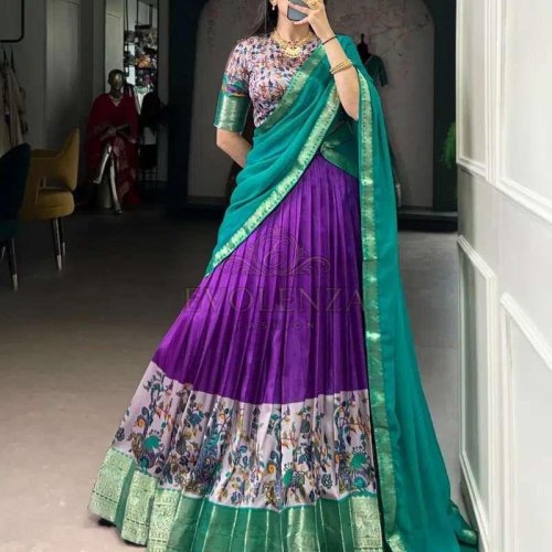 Silk Printed Zari Weaving Lehenga Choli