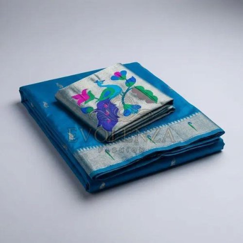 Sky Blue Zariya Rajwada Silk Saree
