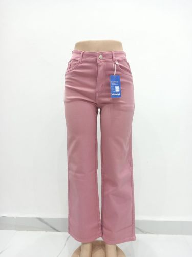 Ladies Blush Pink Straight Flow Denim Jeans