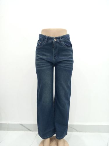 Ladies Indigo Fade Barrel Leg Denim Jeans