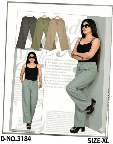 Ladies Olive Green Straight Fit Casual Cargo Pant