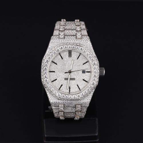 White Tone Bust Down Luxury Full Iced Out Moissanite Diamond Watch