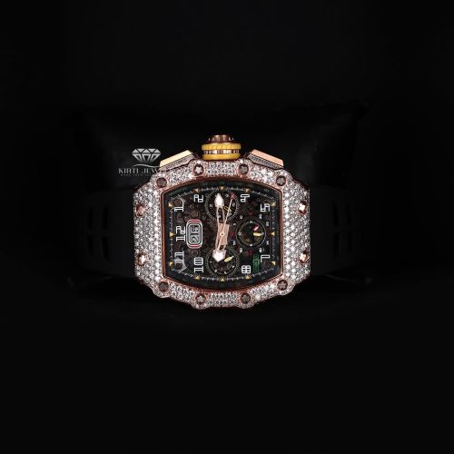 Rose Gold Tone Iced Out Moissanite Diamond Watch