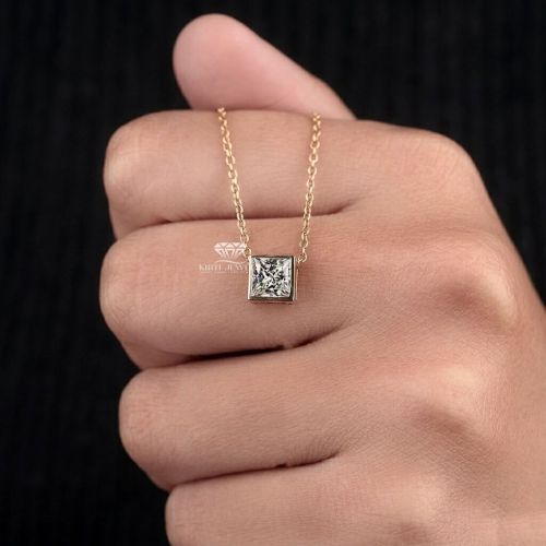 Princess Cut Diamond Pendant Necklace