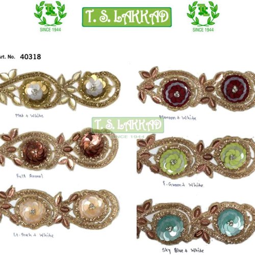 3D Handmade Sequin Oval Floral Embroidery Badge Pair