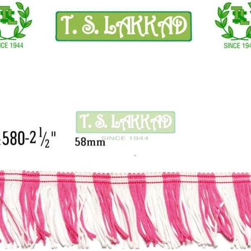 58mm Pink &AMP; White Dual Tone Fringe Tassel Trim