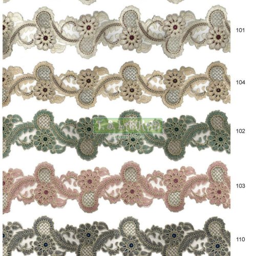 Artistic Floral Wave Cutwork Embroidery Lace Border Trim