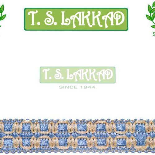 Blue & Cream Interlock Pattern Lace Trim