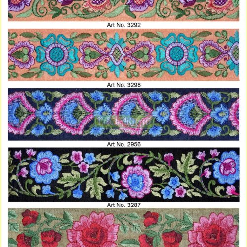 Designer Floral Embroidered Border Lace Trim