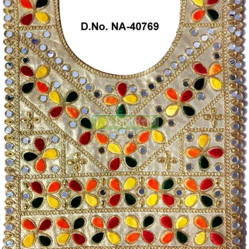 Designer Mirror Work Floral Embroidered Neckline Patch