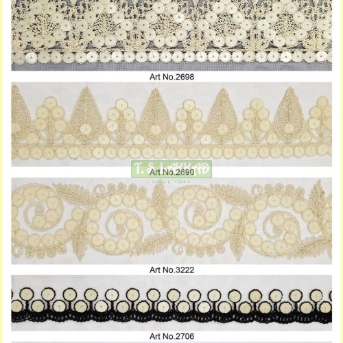 Designer Sequin Embroidery Lace Border Trim