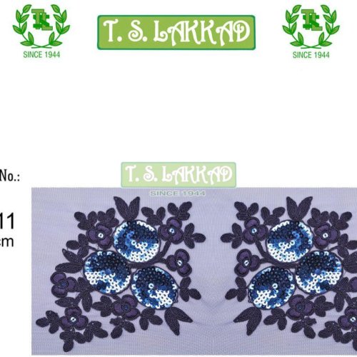 Designer Sequin Floral Embroidery Motif Badge Patch