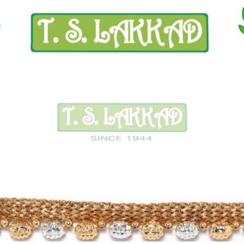 Dual Tone Beaded Drop Decorative Border Lace Trim