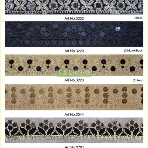 Elegant Sequin Floral Embroidery Lace Border