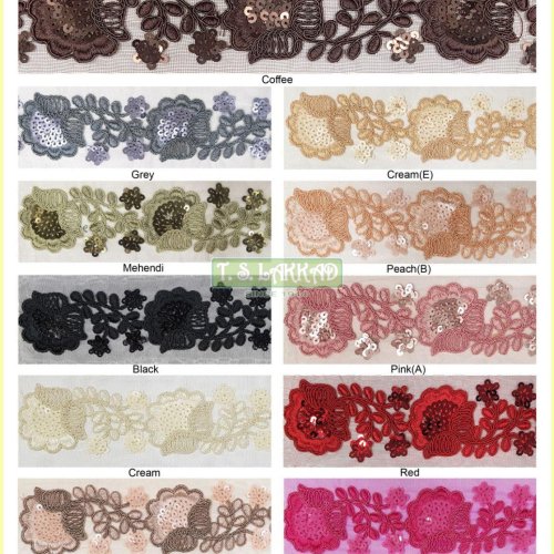 Floral Sequin Embroidery Lace Border Trim