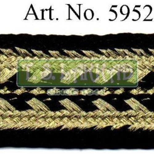 Golden Braided Pattern Black Decorative Lace Trim