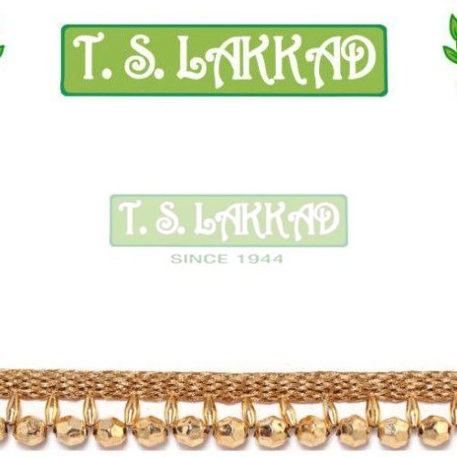 Golden Drop Beaded Chain Border Lace Trim