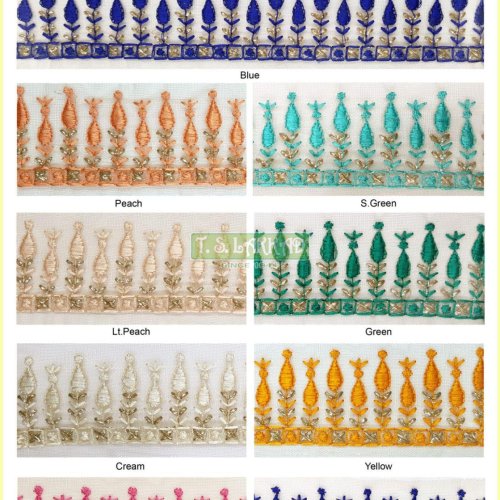 Leaf Motif Embroidery Lace Border Trim