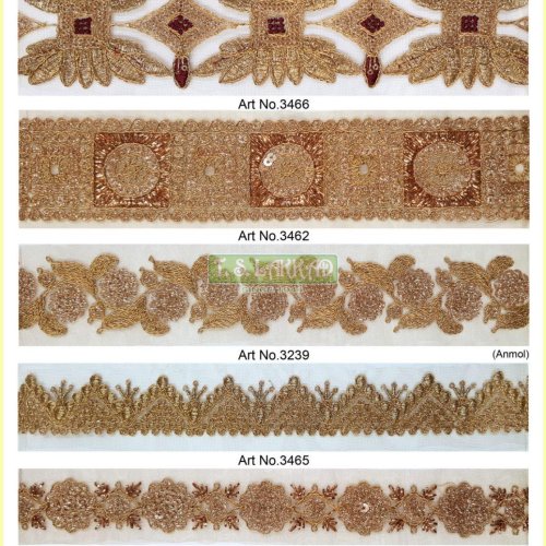 Luxury Golden Embroidered Designer Lace Border