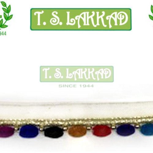 Multicolor Stone Beaded Chain Border Lace Trim