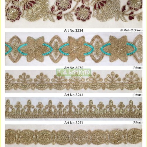 Premium Matte Finish Embroidered Lace Border Trim