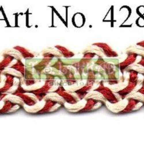 Red & Cream Interlock Braided Lace Trim