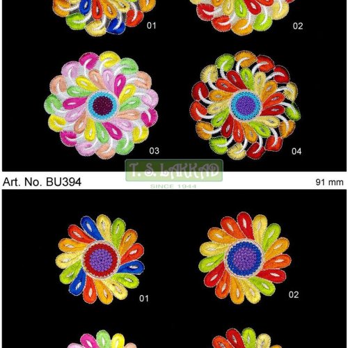 Round Floral Embroidery Applique Patch