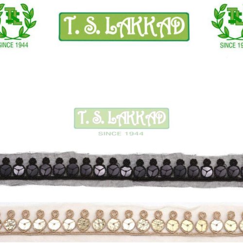 Sequin Round Motif Embroidery Border Lace Trim
