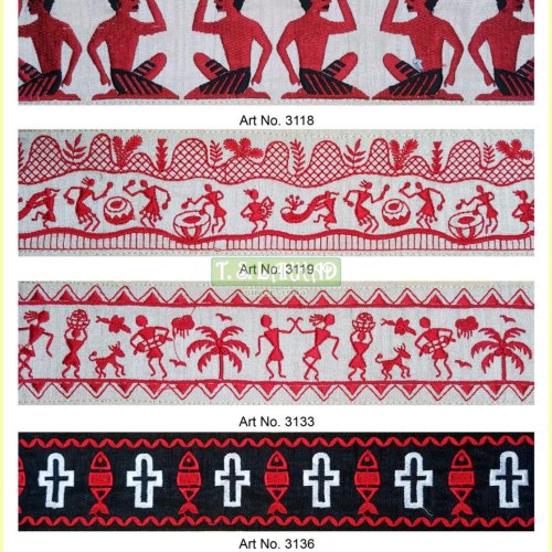 Tribal Figure Embroidery Lace Border Trim