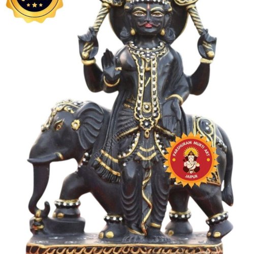 Hathi Sawari Black Marble Shanidev Murti