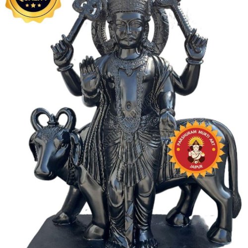 Hand Carved Black Marble Shanidev Murti