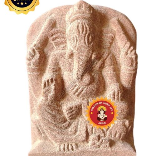 Red Stone Ganesh Murti