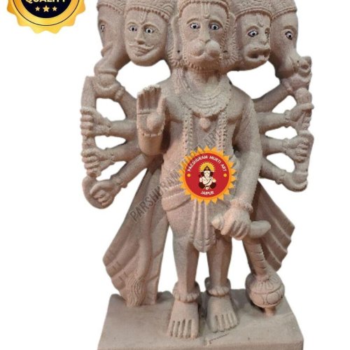 Red Stone Panchamukhi Hanuman Murti