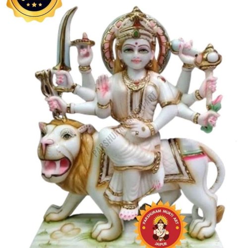 White Marble Maa Durga Murti