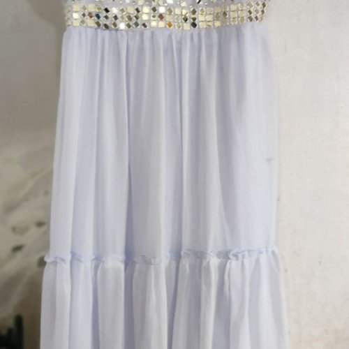 White Sequin Embellished Gown