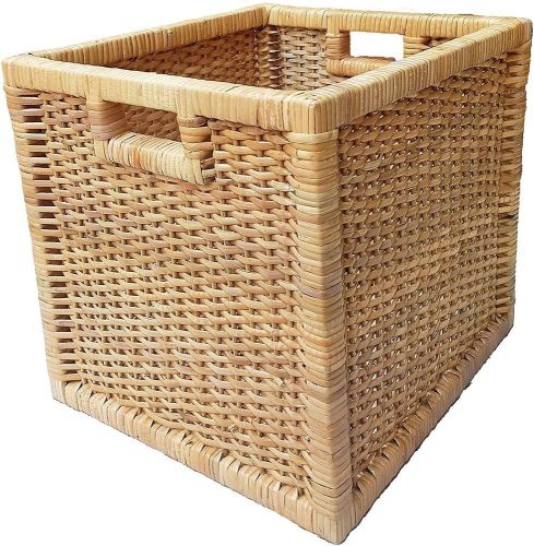 Square Wicker Storage Basket with Handles