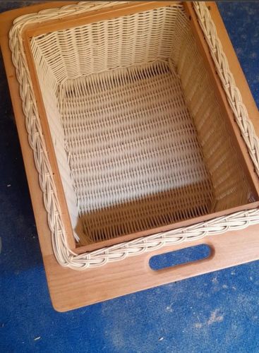 Wooden Frame Wicker Deep Storage Basket