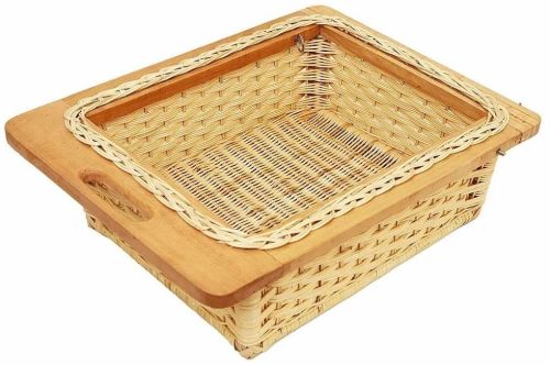 Wooden Wicker Serving Tray Basket