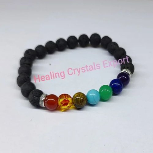 7 Chakra Lava Stone Beaded Stretch Bracelet