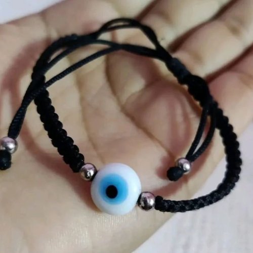 Black Evil Eye Adjustable Crystal Bracelet