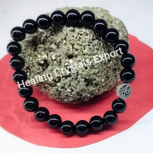 Black Obsidian Beaded Stretch Bracelet